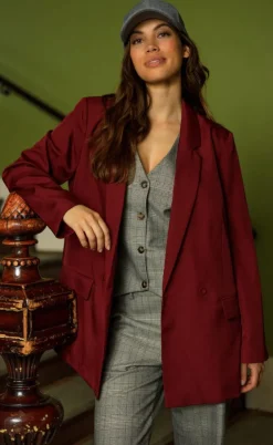Black Colour Blazer - Zarra - Wine