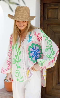 Black Colour Bluse - Sun - White Flower