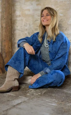 Black Colour Bukser - Fiola - Denim Blue