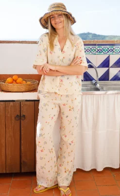 Black Colour Bukser - Melina - Flower