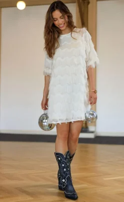 Black Colour Kjole - Gatsby - White