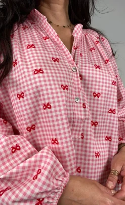 Black Colour Skjorte - Witty - Pink Bow