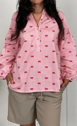 Black Colour Skjorte - Witty - Pink Bow