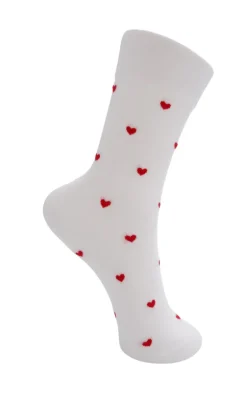 Black Colour Strømper - Aurelia - White W. Red Hearts