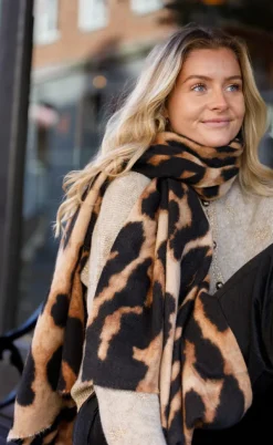 Black Colour Tørklæde - Felina - Brown Leo