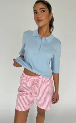 Continue Bluse - Diane Polo - Light Blue