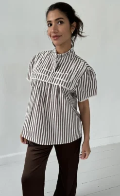 Continue Bluse - Isabella - Brown Stripe