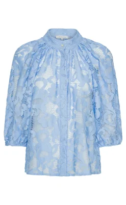 Continue Bluse - Sia Big Lace - Sky Blue