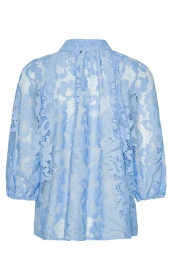 Continue Bluse - Sia Big Lace - Sky Blue