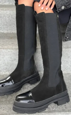 Copenhagen Shoes Støvler - Follow Me Suede - Black W/Patent Toe