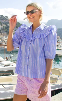 Cras Bluse - Ellen - Blue Pink Stripe