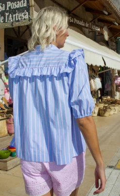 Cras Bluse - Ellen - Blue Pink Stripe