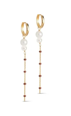 ENAMEL Copenhagen Øreringe - Lola Double Pearl Hoops  - Copper