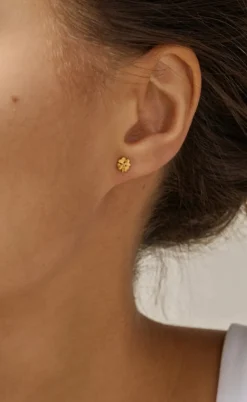 ENAMEL Copenhagen Øreringe - Organic Clover Mini - Gold Colour