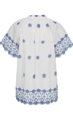 Freequent Bluse - Didi - Brilliant White w. Deep Ultrama