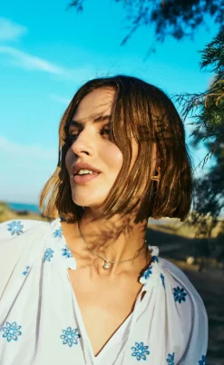 Freequent Bluse - Didi - Brilliant White w. Deep Ultrama