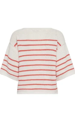 Freequent Bluse - Grande - Brilliant White w. Hot Coral