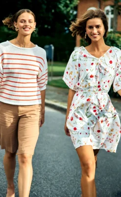 Freequent Bluse - Grande - Brilliant White w. Hot Coral