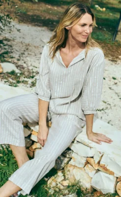 Freequent Bluse - Lalux - Sand Melange w. Off-White