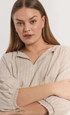 Freequent Bluse - Lalux - Sand Melange w. Off-White