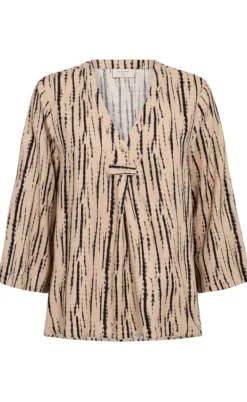 Freequent Bluse - Larin - Sand Melange w. Black