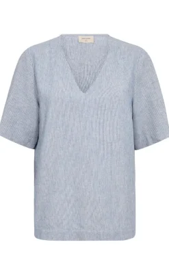 Freequent Bluse - Lava - Off White w. Nebulas Blue