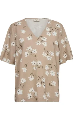 Freequent Bluse - Lava - Simply Taupe w. Off-white