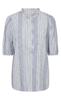 Freequent Bluse - Nollie - Brilliant White w. Deep Ultrama