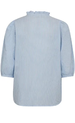 Freequent Bluse - Rolly - Chambray Blue w. Star Off-white