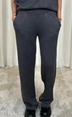 Freequent Bukser - Anilux - Gray Pinetripe W. Gunmetal