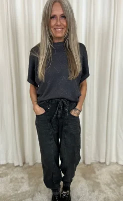 Freequent Bukser - Anilux - Gray Pinetripe W. Gunmetal