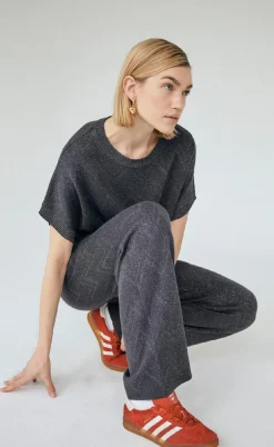 Freequent Bukser - Anilux - Gray Pinetripe W. Gunmetal