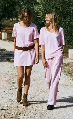 Freequent Bukser - Lava  - Off White w. Fuchsia Pink