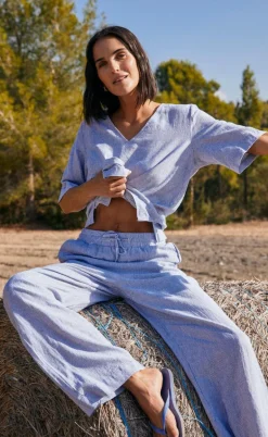 Freequent Bukser - Lava  - Off White w. Nebulas Blue