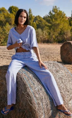 Freequent Bukser - Lava  - Off White w. Nebulas Blue