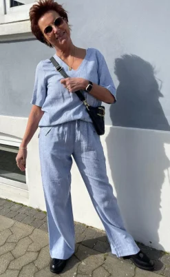 Freequent Bukser - Lava  - Off White w. Nebulas Blue