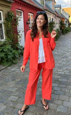 Freequent Bukser - Lava Ankle - Hot Coral