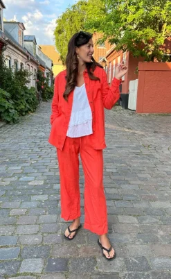 Freequent Bukser - Lava Ankle - Hot Coral