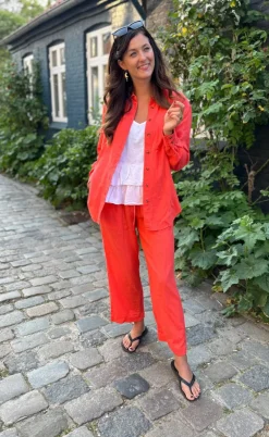 Freequent Bukser - Lava Ankle - Hot Coral