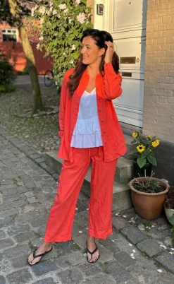 Freequent Bukser - Lava Ankle - Hot Coral