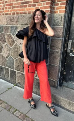 Freequent Bukser - Lava Ankle - Hot Coral