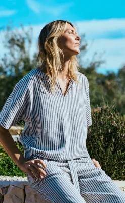 Freequent Bukser - Lavisco - Star Off-white w. Navy Blazer