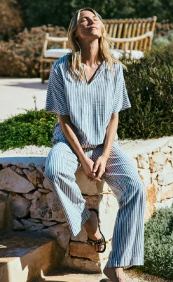 Freequent Bukser - Lavisco - Star Off-white w. Navy Blazer