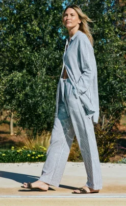 Freequent Bukser - Lavisco - Star Off-white w. Navy Blazer