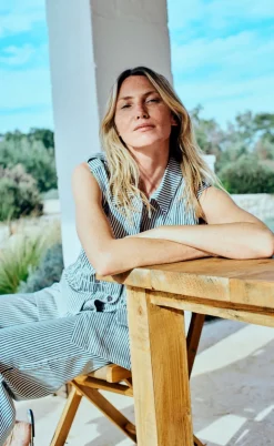 Freequent Bukser - Mella - Star Off-white w. Navy Blazer