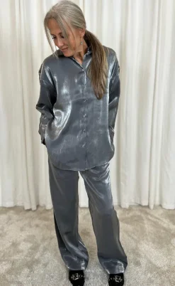 Freequent Bukser - Naron - Gray Pinstripe