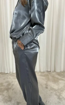 Freequent Bukser - Naron - Gray Pinstripe