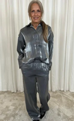 Freequent Bukser - Naron - Gray Pinstripe