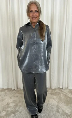 Freequent Bukser - Naron - Gray Pinstripe