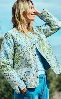 Freequent Jakke - Flowa - Chambray Blue w. Moonbeam